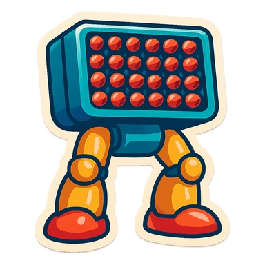 a 6x8 missile battery attached to robot legs sticker