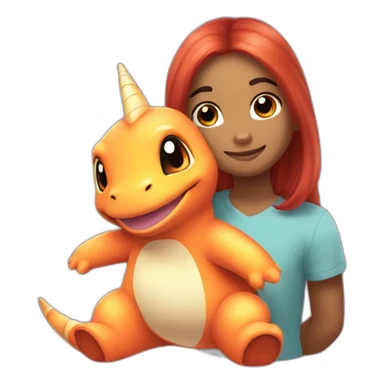 Charmander hugging a unicorn plushie sticker