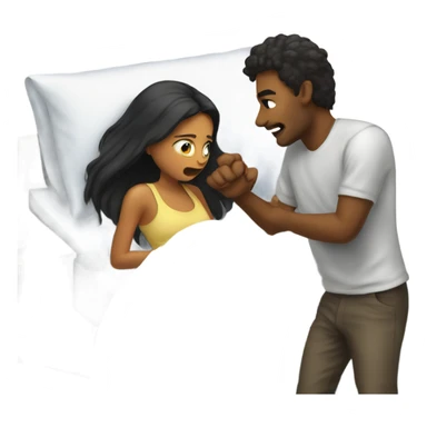 Girl waking guy up out of bed sticker