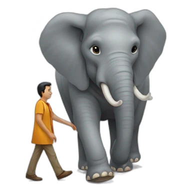 Elephant being walked sticker