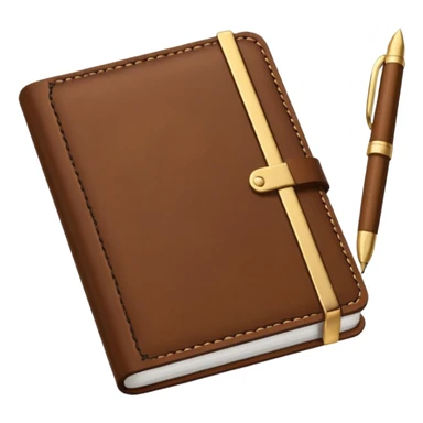 Carnet de notes marron avec un stylo sticker