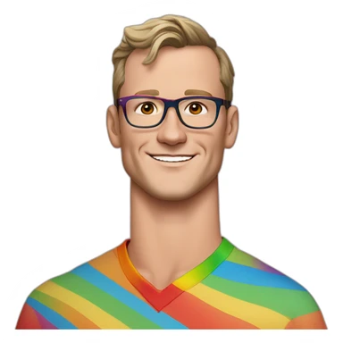 Jonathan Toews wearing glasses and rainbow clothes sticker