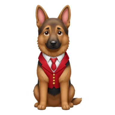German ShepherdDog with NeckBow in red suit. sticker
