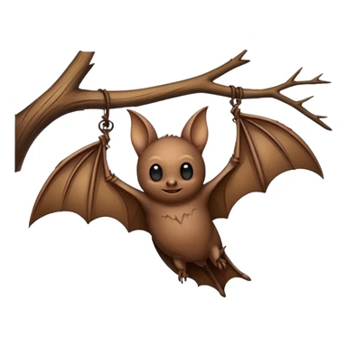 a bat clinging to a branch of wood sticker