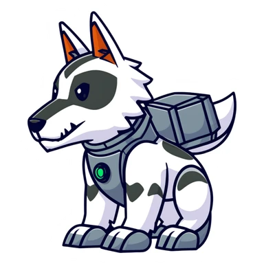 cyber wolf bot analyzing football stats with holographic football interface sticker