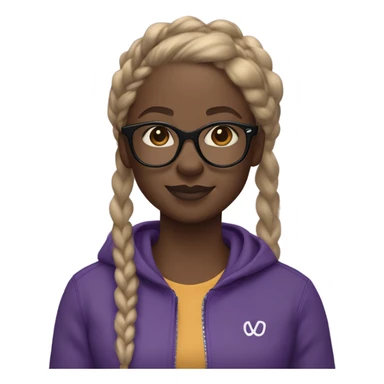 Dark skin black girl with glasses and purple lululemon align jacket, she has black glasses and golden blonde braids with edges  sticker