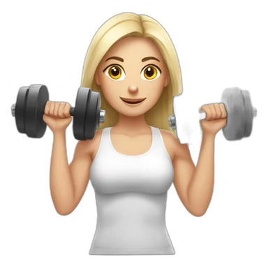White fitness girl with dumbbells in their hands sticker