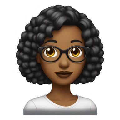 femme noire cheveux long marron, yeux marron avec des lunettes  sticker