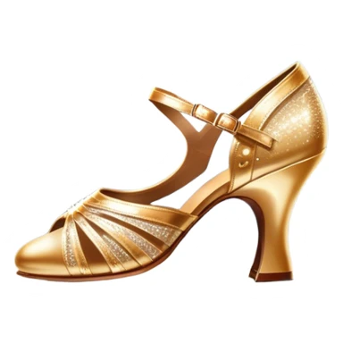 Humanless Icon for Ballroom Dance: elegant ballroom dance shoes, a sparkling dress, and a dance floor with a spotlight. The icon should capture the grace and elegance of ballroom dancing, with emphasis on movement and rhythm. Transparent background. sticker
