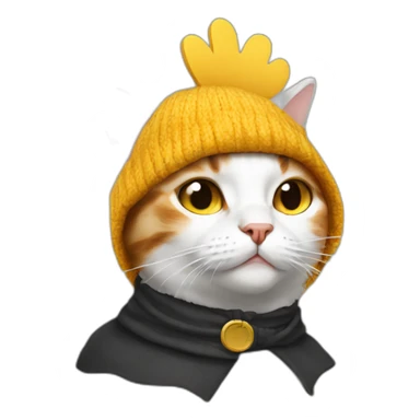 Cat wearing chicken hat sticker