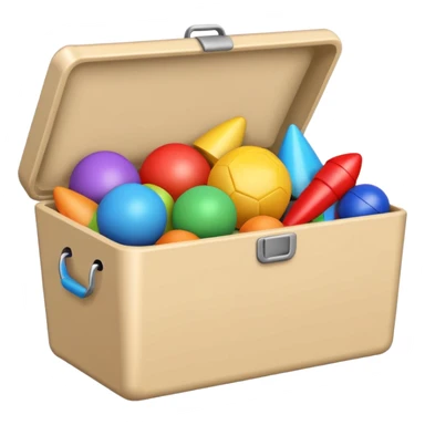 Beige toy box full of toys sticker