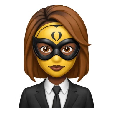 black woman in suit and mask sticker