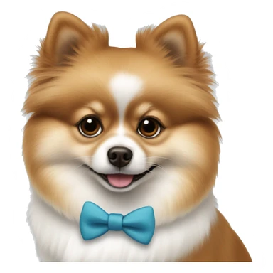 White and brown Pomeranian with bowtie  sticker