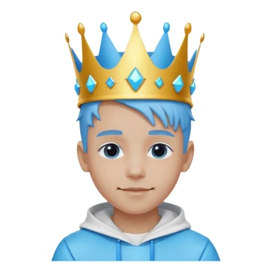 boy neon cyberpunk light blue happy crown white and blue sticker