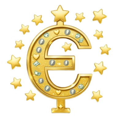 money sign with stars and hearts and sparkles sticker