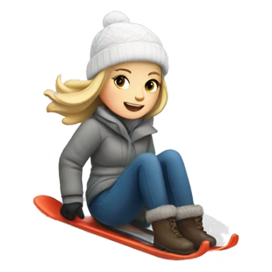 White girl Sledding in snow down a hill sticker