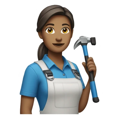 Female Polymechanic wearing a bright blue shirt holding a tool in hand sticker