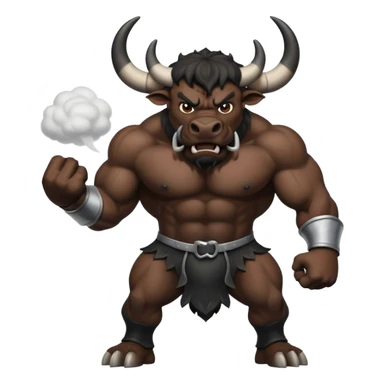 angry black bull preparing to charge with dust clouds sticker