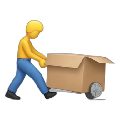 someone dragging an open box sticker