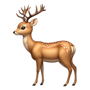 cinematic-[deer]-realistic-full-body-standing on all fours-emoji,-tail-tucked-close,-head-tilted-dramatically,-sleek-[fawn]-fur,-simplified-yet-realistic-focused-features,-highly-detailed,-glowing-with-an-almost-sarcastic-glow sticker