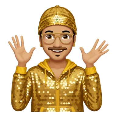 Ali G with gold sequin outfit sticker