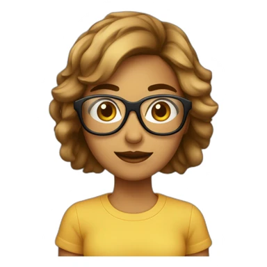 Chica pelo corto y marrón con gafas sticker