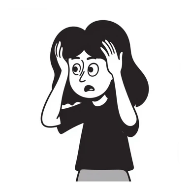 scared woman with her hands on her head sticker