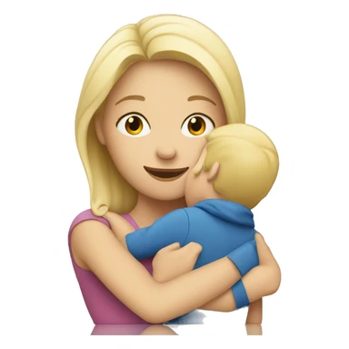 blonde woman hugging child sticker