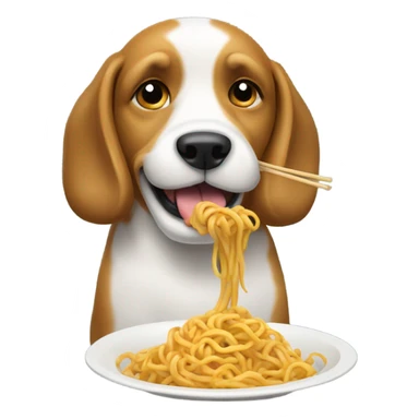 dog eating a noodle on a beach in romania  sticker