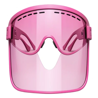 sporty pink shield visor sunglasses with thick frame and extended side shields, maximum coverage chunky design, massive build, one-piece wraparound lens sticker