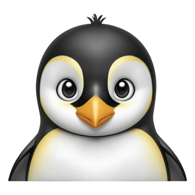 cinematic-cute-emperor-penguin-portrait-emoji,-head-tilted-playfully-and-inquisitively,-with-glossy,-pristine-plumage,-sparkling-eyes-filled-with-curiosity,-simplified-yet-irresistibly-adorable-features, black, large black eyes face sticker
