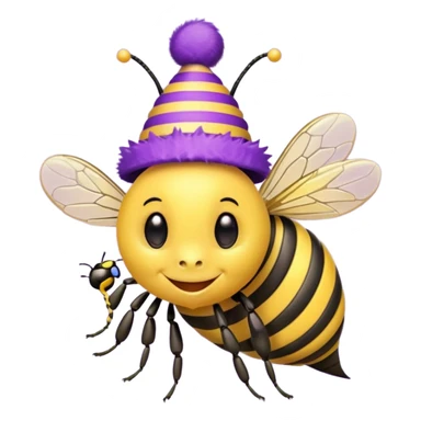 a Bee with purple Birthday Hat,  sticker