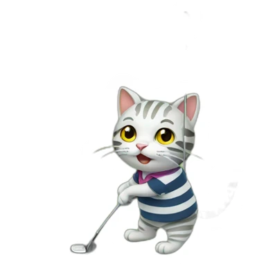 the cat with striped shirt playing golf sticker