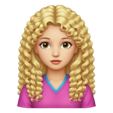 80s girl, long blonde permed hair, 80s clothing sticker