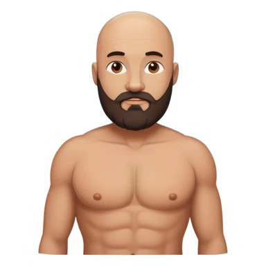 bald heavyset white man with dark brown beard beach shirtless intimate sfw sticker