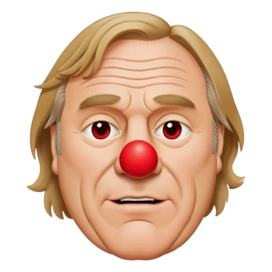 Gerard Depardieu with vine and red nose  sticker