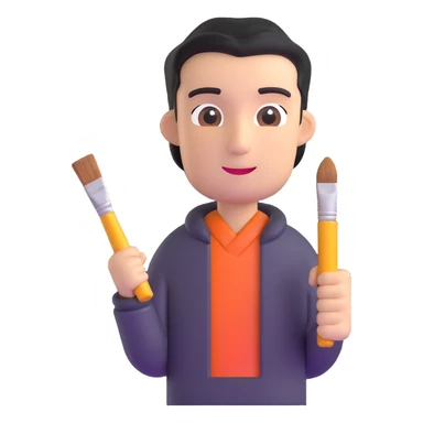 artist character holding a paintbrush sticker