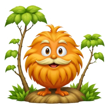 orange lorax character with yellow mustache who speaks for the trees sticker