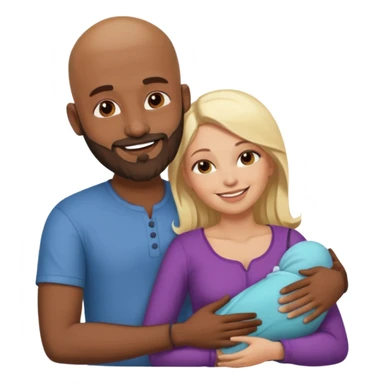 Naked bald Indian man with a beard spooning naked blonde woman sticker