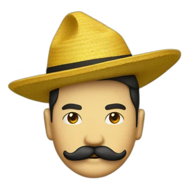 yellow sedge hat and fu Manchu moustache sticker
