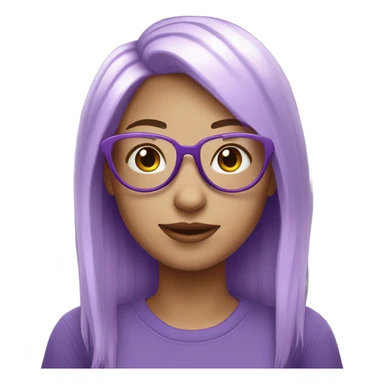 white girl purple hair with heart glasses sticker