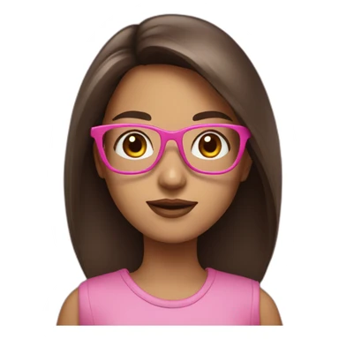 brunette girl with pink glasses sticker