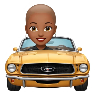 Classic mustang black female shaved head happy birthday sticker