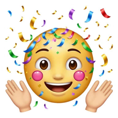 joyful celebratory character emoji for grandingo with confetti and sparkles sticker