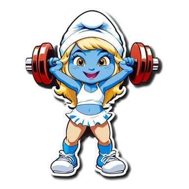 Smurfette lifts weights sticker