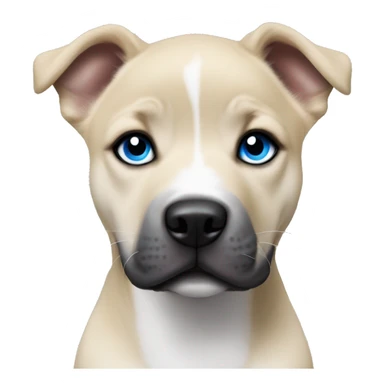 Blonde and black pitbull husky puppy with pointed ears and blue eyes  sticker