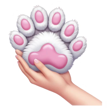 cat paw touching human hand, gentle touch sticker