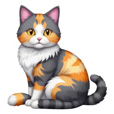 full body large dark grey and white cat cuddling a colourful light patched calico + white tabby cat  sticker