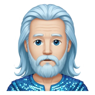 Uranus, The Father Sky with long white hair and beard, pale blue sequin outfit sticker
