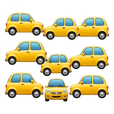 group of cars, round emoji shape sticker